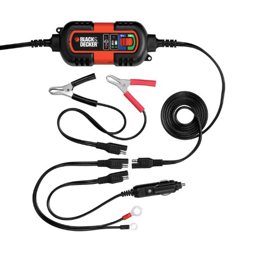 BLACK+DECKER BM3B Fully Automatic 6V/12V Battery Charger/Maintainer with  Cable Clamps and O-Ring Terminals (Input 120V 60Hz)
